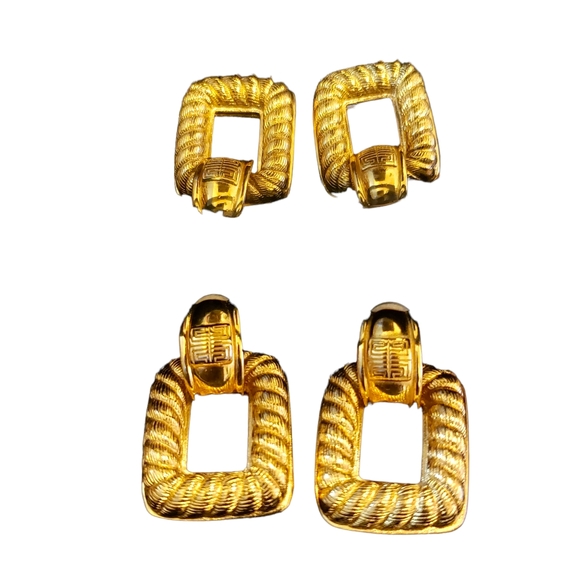 RARE Vintage Givenchy Signed Door Knocker Earrings - Picture 9 of 10